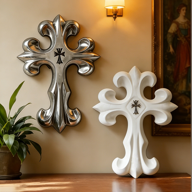 Resin Art Sculptures - Retro-Kreuz-Wanddekoration im Gotik-Stil, Harz-Kreuz-Ornamente, Vintage-Hängeskulpturen für