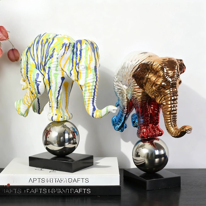 Resin Art For Anniversary Gift - Bunte Graffiti-Elefanten-Statue aus Kunstharz, Tierfigur, Moderne