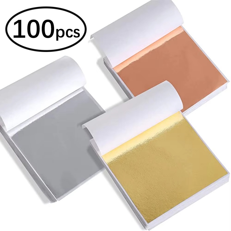 Resin Art For Anniversary Gift - 100 Stück Imitations-Gold-Silber-Kupferfolienblätter für DIY-Harz, Kerzen,