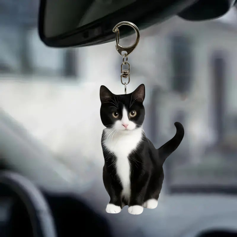 Schwarz-weißer Katzen-Schlüsse – Resin Art Keychain Design Bewertung und Preis